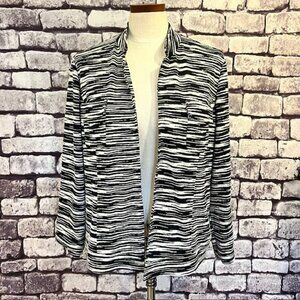 Chico's Black & White Long Sleeve No Close Jacket Size Large